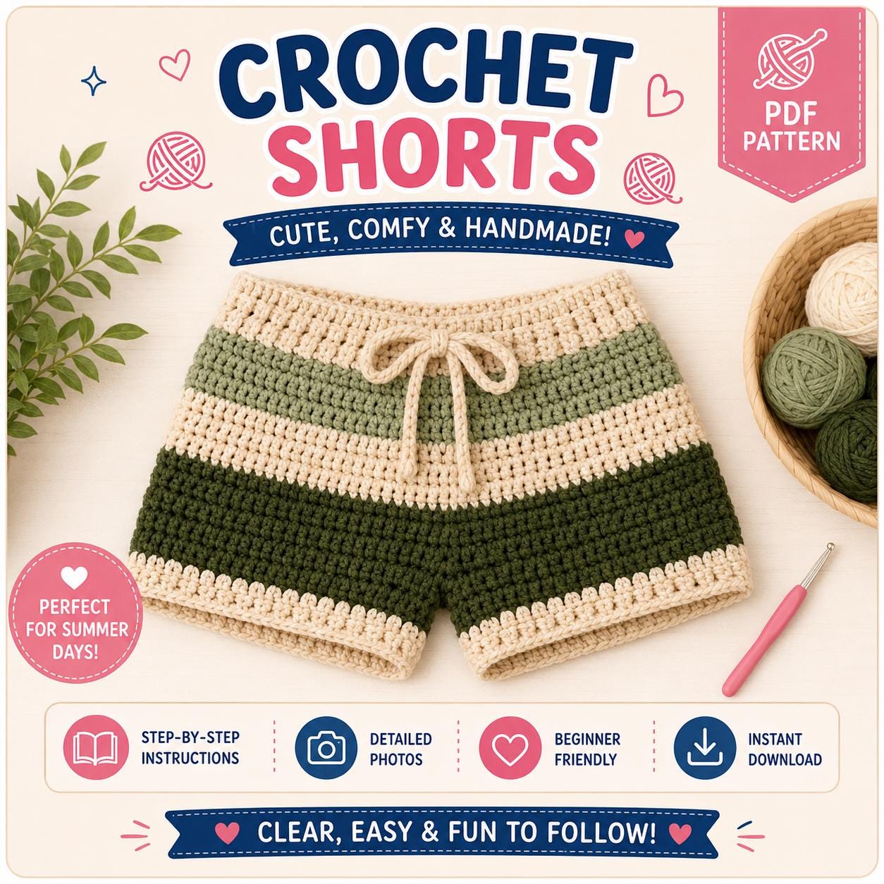 38 Women’s Crochet Shorts Patterns To Make Before Summer Hits 26 Crochet Shorts Beginner Friendly Striped Summer Shorts