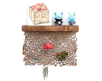 Earring holder ORGANIC - natural cell pattern look - wall mount earring storage - wooden earring display - nature inspired wall decoration