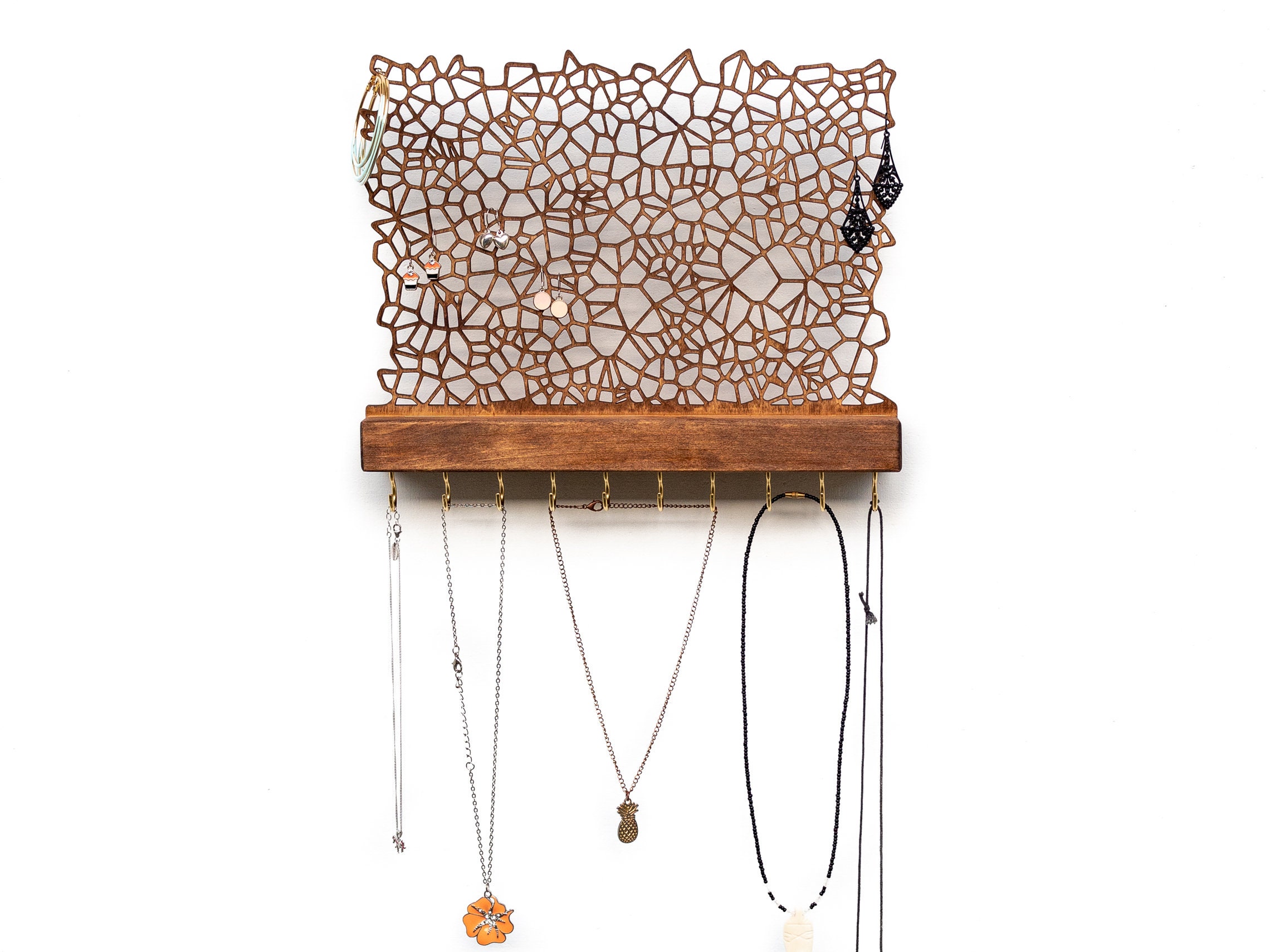 Wall Mounted Jewelry Holder for Earrings Necklaces Bracelets - Handma…