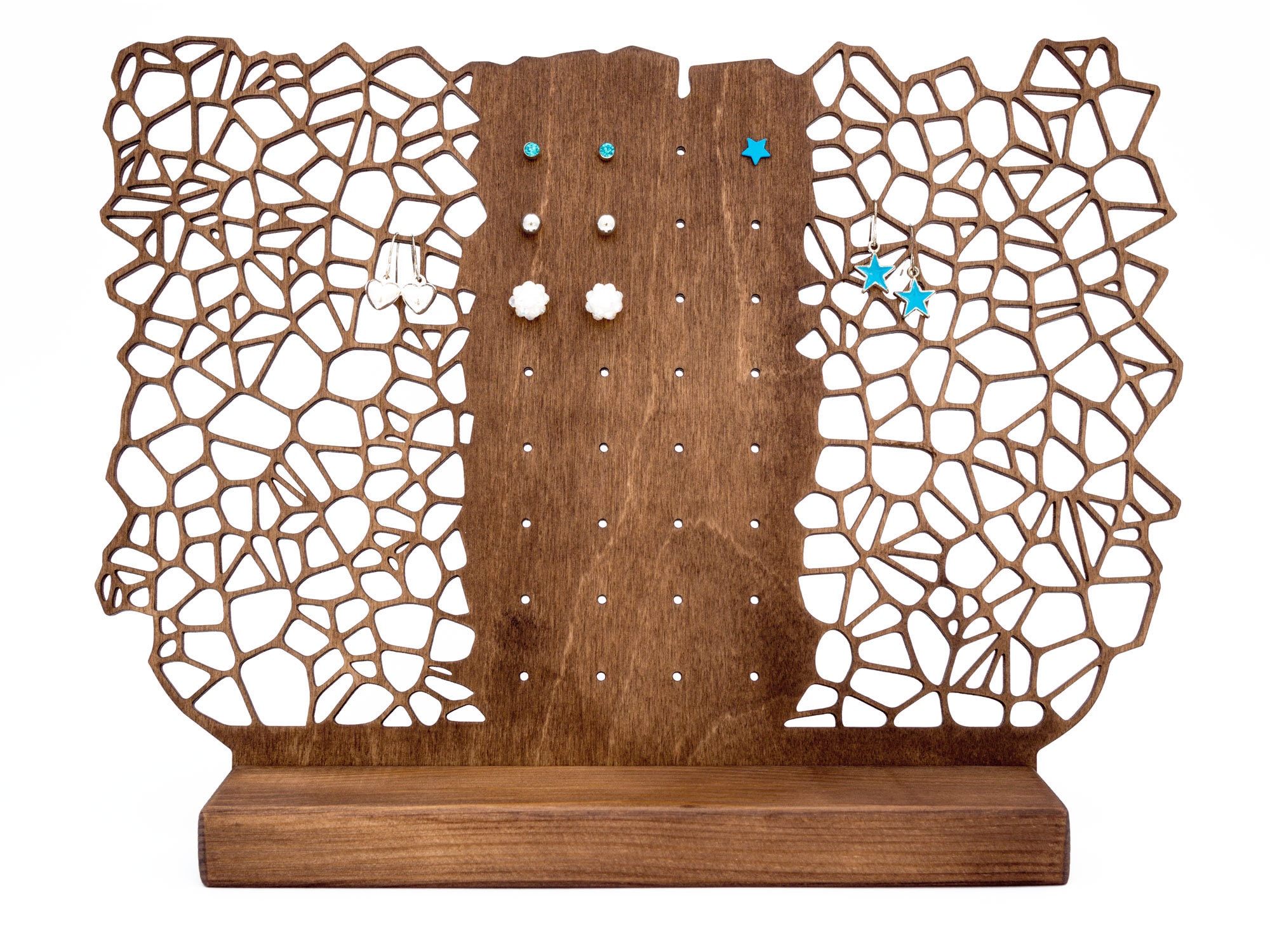 Earring Holder Handmade from Wood - Display for Studs Post Dangle Ear…