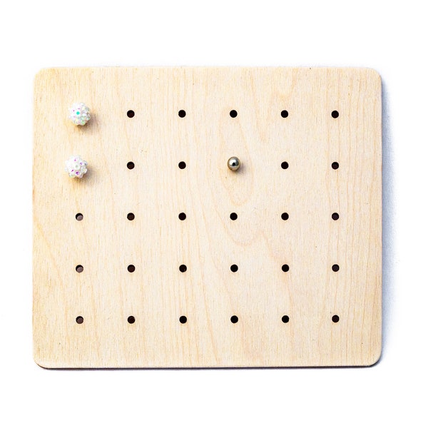 Modern wooden stud earring display - earring storage - stud earring organizer - small board to store stud and post earrings - stud holder