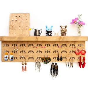 Earring Holder Wall Mounted - Handmade Jewelry Organizer for Studs and Dangle Earrings