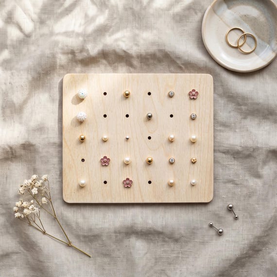 Ohrsteckerhalter - Ohrstecker Aufbewahrung - Ohrring Halter - Ohrring Organizer - Schmuck Display - Holz Ohrringhalter - flach zum hinlegen