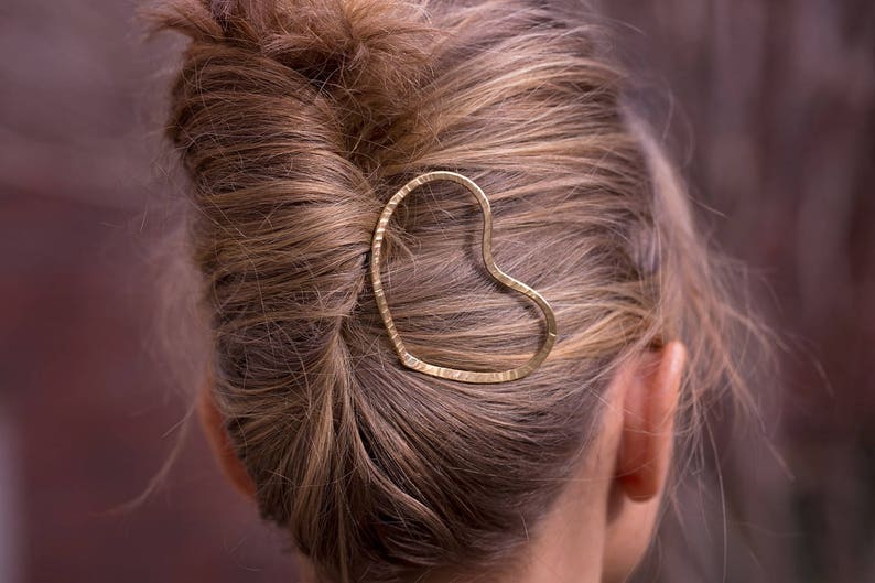 heart jewelry heart hair slide hair comb hair clips for women bridal hair pins bun holder gold hair sticks Hair fork for french twist