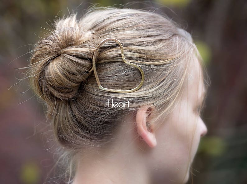 heart jewelry heart hair slide hair comb hair clips for women bridal hair pins bun holder gold hair sticks Hair fork for french twist