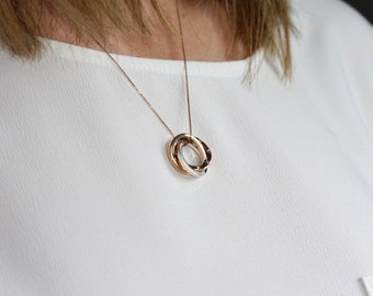 Diamond Russian Gold Ring Necklace 