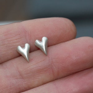 Silver Heart Stud Earrings,dainty heart silver earrings,love heart silver studs,little chunky silver heart studs,valentines heart earrings