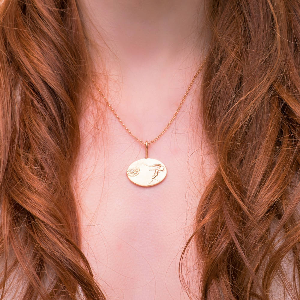 Handmade Silver and Gold Fairy Necklace, Solid Gold Stars
