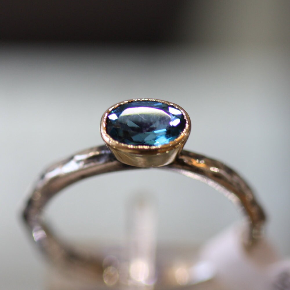 Blue topaz rings silver stacking rings handmade UK london blue topaz rings 