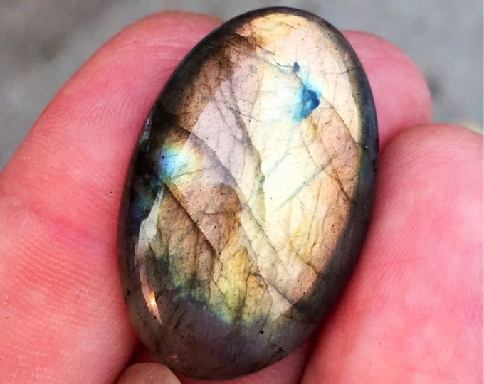 Copper and Gold With Blue Inclusions Natural Labradorite Cabochon 32mm ...
