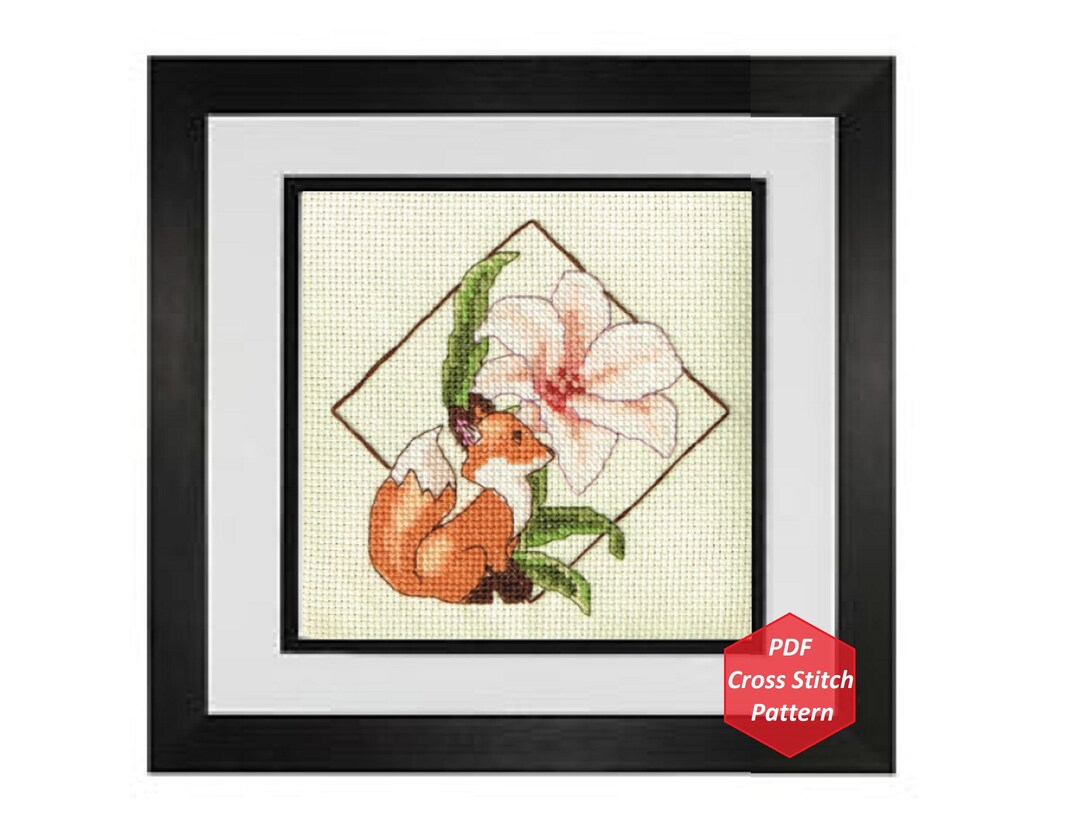 Fox Flower - Fox and Lily Cross Stitch Pattern, PDF, Original Design - Etsy