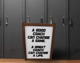 3D Wood Coach Quote Sign • Raised Lettering Wall Art • Rustic Framed Sports Decor • Coach Appreciation Gift • End of Season Gift Idea