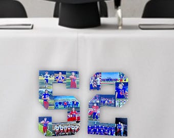 Custom Sports Photo Collage Number – Personalized Athlete Gift – Football Senior Night Decor – Custom Jersey Number Wall Art