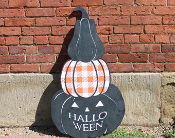Raised Wood Halloween Sign • Stacked Pumpkin 3D Fall Decor • Rustic Halloween Porch Sign • Layered Wood Autumn Decoration