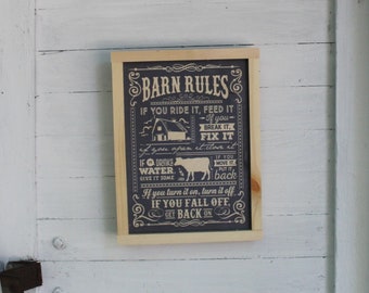 Barn Rules Wood Sign If You Ride It Feed It Rustic Wall Hanging Fall Off Get Back On Cow Farm Life Decoration Hard Work Gift Farmer Western