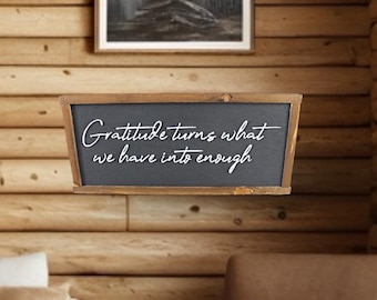 3D Wood “Gratitude” Sign • Raised Lettering Wall Art • Rustic Framed Home Decor • Inspirational Quote Sign • Modern Farmhouse Gift