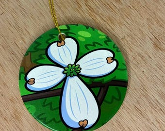 Dogwood Flower Ceramic Ornament • Spring Floral Hanging Decor • Nature Lover Gift • Handcrafted Botanical Ornament for Home or Tree