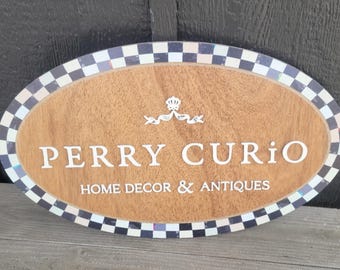Custom Oval Business Sign Commercial Checker Signage Logo Personalized Store Sign Shop Handmade Made To Order Laser Cut Out
