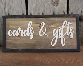 Cards & Gifts Sign Raised Text Wedding Party Graduation Party Shower Extra Large Framed  Rustic Primitive Barn Wood Country Signage
