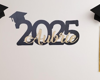 Custom Year Graduate Name Wood Sign: Personalized 3D Raised Letter Sign Graduation Sign board Sign Guest Book Cap Contour