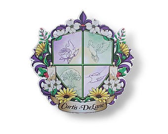 Custom Printed Family Crest Sign Vintage Style Coat of Arms Wall Decor Personalized Name Emblem for Rustic Home Wedding or Heritage Displays