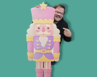 Large UV‑Printed Nutcracker Sign • Oversized Pastel Christmas Decor • Big Holiday Display for Walls, Shops & Photo Ops