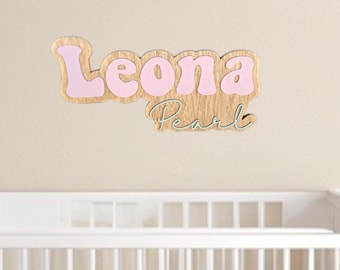 Custom Nursery Name Sign • 3D Raised Wood Baby Name Decor • Personalized Kids Room Wall Sign