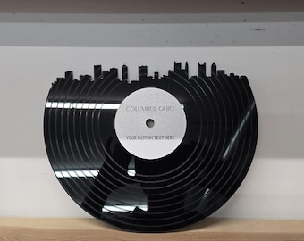 Custom Acrylic Record Sign • Personalized City Skyline Wall Art • Modern Laser‑Cut Decor with Custom Text