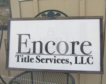 Custom Title Services Commerical Signage Cityscape Engraved and Raised Letters Wooden Handmade Sign Buildings Legal Office Made to Order