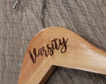 Varsity Jacket Clothes Hanger Engraved Hard Wood Sturdy Ceremony Celebration Gift High School Letter