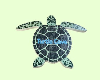 Custom Printed Weatherproof PVC Turtle Cove Sign – Sea Turtle Coastal Beach Décor- Add Your Name