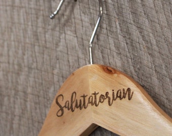 Salutatorian Gown Dress Suit Clothes Hanger Engraved Hard Wood Sturdy Ceremony Celebration Gift
