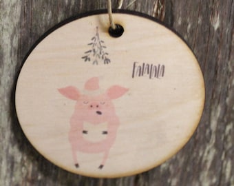 Pig Ornament Santa Pig Choir Singing Merry Christmas Piggy FaLaLa Mistletoe Keychain Circle Hanger Sign Gift Tree