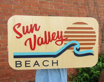 Custom Water Park Sign Vintage Water Park Sign Sunshine Beach Sign Sun Theme Park Sign Custom Wood Park Sign Commercial Water Park Sign