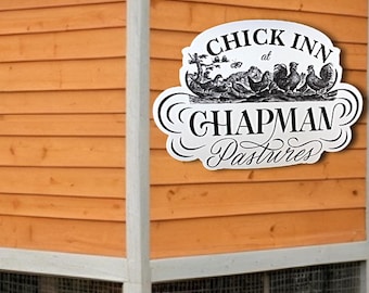 Custom Shape UV Printed Plastic Sign • Farmhouse Chicken Sign • Personalized Business or Coop Decor • Durable Indoor/Outdoor Printed Sign