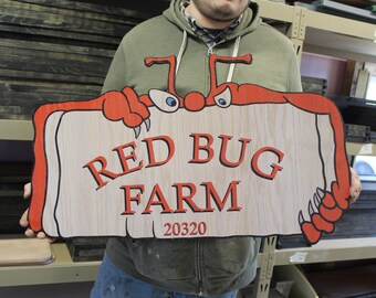 Custom Logo Wood Sign Printed Color Small Business Sign Bug Monster Cut to Shape Your Design Contour Personalized Entrance Wall Art