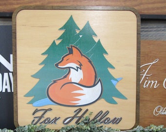 Custom Business Sign Wooden Commercial Sign Personalized Business Sign Custom Logo Sign Forest Theme Sign UV Printed Handmade Wood Sign
