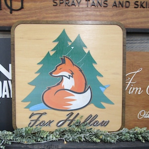 Custom Business Sign Wooden Commercial Sign Personalized Business Sign Custom Logo Sign Forest Theme Sign UV Printed Handmade Wood Sign