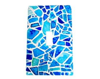UV Printed Mosaic Light Switch Cover • Blue Tile Pattern Switch Plate • Artistic Aesthetic Room Decor • Custom Printed Wall Plate
