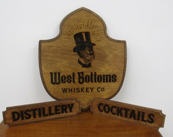 Micro-Brewery Whiskey Company Drinkery Custom Signs Set Of 3 Wood Laser Engraved Steam Punk Contour Cut Bar Custom Business Sign Logo