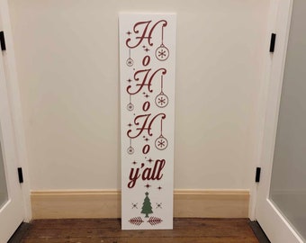 Merry Christmas Yall Ho Ho Ho Farmhouse Porch Leaner Step Door Sign 3D Handmade Winter Unframed Red and Green Country Southern