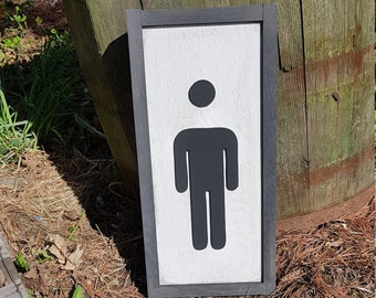 Wooden Men's Bathroom Sign, Restroom Marker, Room, Door, Handcrafted, Bath, Male, Decor, Decorative, Signage, 3D, Raised, Wood Frame, Rustic