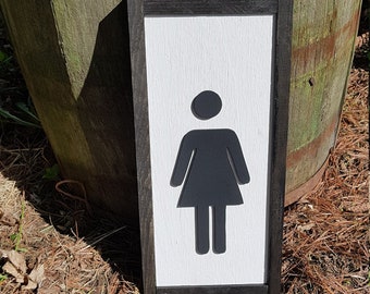 Ladies Room, Ladies Bathroom, Womans, Womens,  Bath, Decor, Decoration, Wood Sig, 3D, Raised Symbol, Wood Frame, Shabby Chic, Rustic