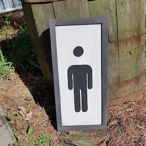 Wooden Men&#39;s Bathroom Sign, Restroom Marker, Room, Door, Handcrafted, Bath, Male, Decor, Decorative, Signage, 3D, Raised, Wood Frame, Rustic