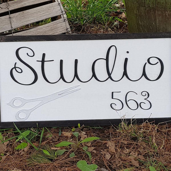 Studio 563, Salon Sign, Large Custom Business Sign, We Use Your Actual Graphic, Business Logo, Wood, Laser Cut Out, 3D, Extra Large