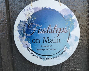 Water Color Splash Small Business Sign Logo Your Actual Logo Round Hanging Sign  Booth Custom Circle Personalized Wall Art Color Wood Print