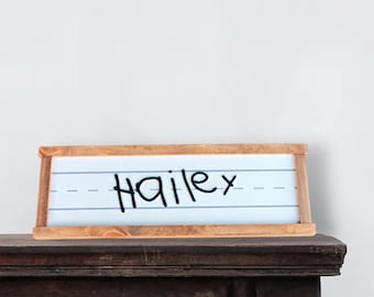 3D Handwriting Name Sign – UV Printed Wood Kids Room Decor – Personalized Classroom Name Plaque with Practice Lines Teacher Gift