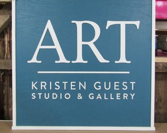 Large Custom Studio Wooden Sign Personalized Signage Blue Raised 3D Custom Business Logo Your Image Design Entrance Doorway Made to Order