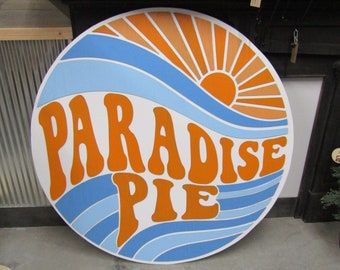 Custom XL Small Business Sign Commerical Signage Paradise Pie Sunset Water 3D Raised Text Handmade Store Front Made to Order Baker Treats