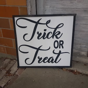 Truco o trato extragrande, Halloween, grande, decoración, letrero de madera grande, de gran tamaño, texto en relieve, letrero, estilo shabby chic, rústico, 3D
